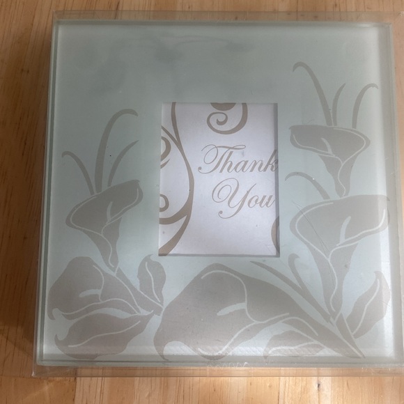 NWT set of 2 glass coasters that have area to put in a picture. New in package - Picture 3 of 3
